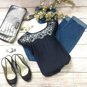 LOFT Crochet Detail Blouse